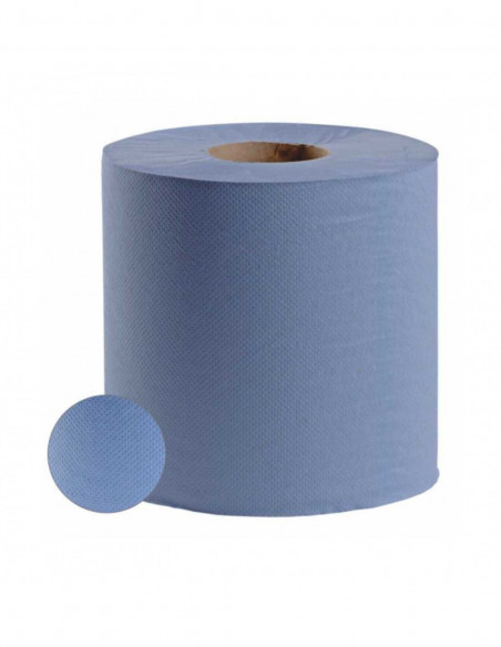 Bobina secamanos 2 capas gofrado azul 140 mts - PACK 6 ROLLOS