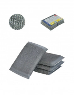 Almohadilla abrasiva compuesta de  tejido de poliéster y acero inoxidable para limpiezas de grasas muy adheridas.