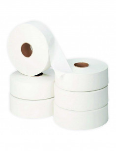 Papel higiénico industrial con precorte en doble capa pasta pura 100%