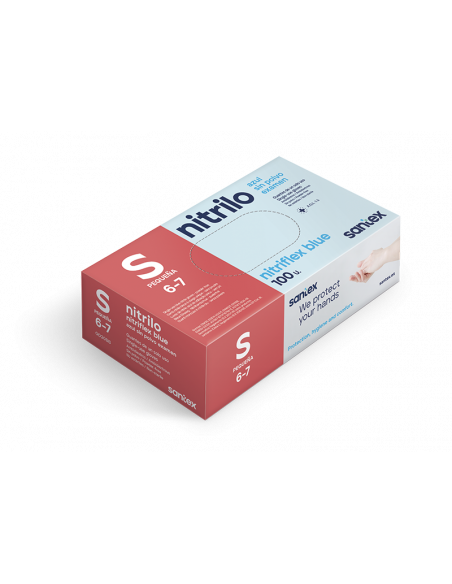 Guantes de nitrilo azul sin polvo talla S