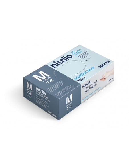 Guantes de nitrilo azul sin polvo talla M