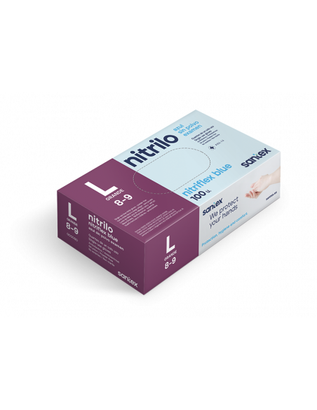 Guantes de nitrilo azul sin polvo talla L